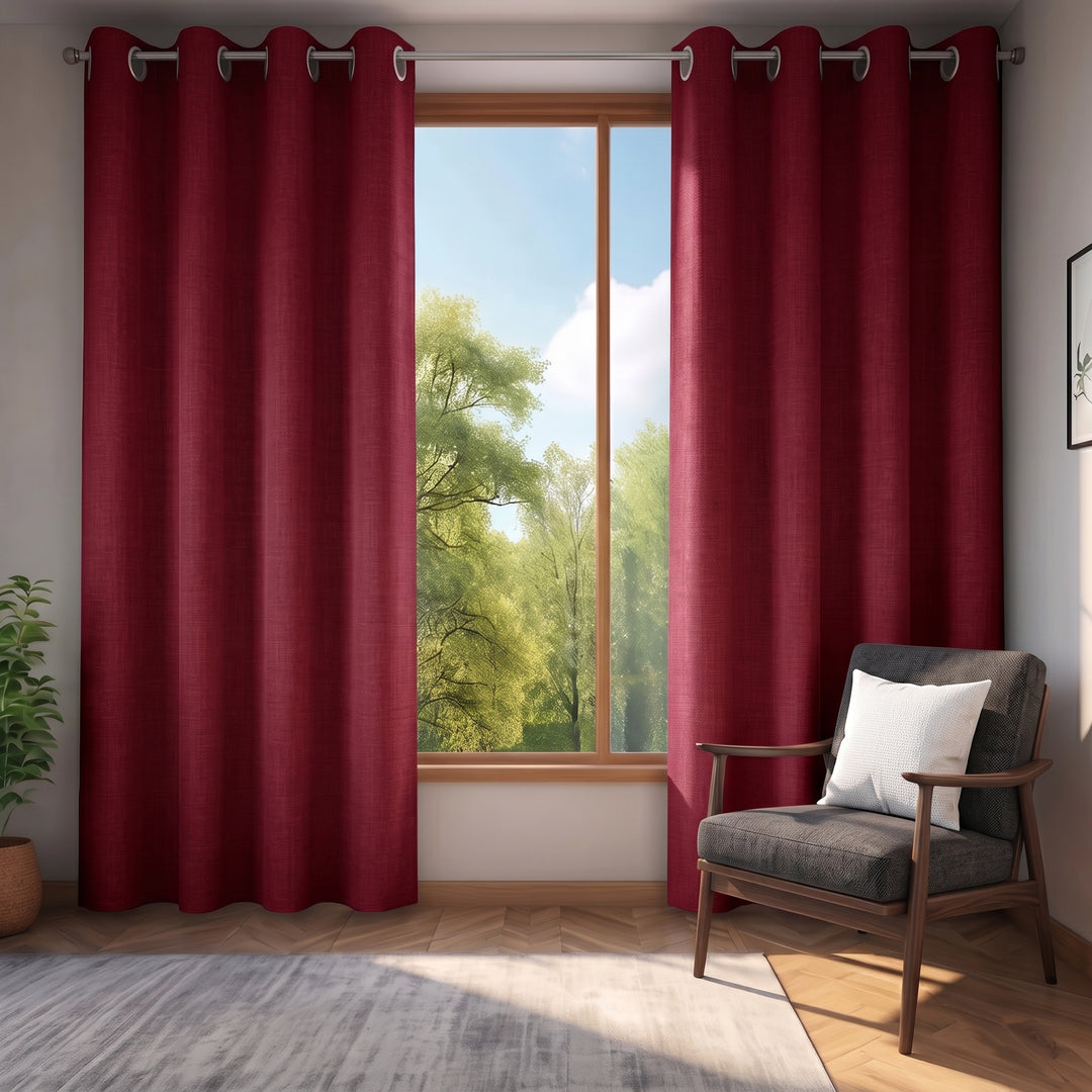 MAROON DYED WINDOW CURTAINS