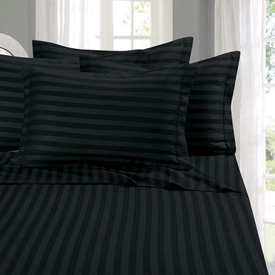 BLACK BEDSHEET SET - 5 PCS (SATIN)