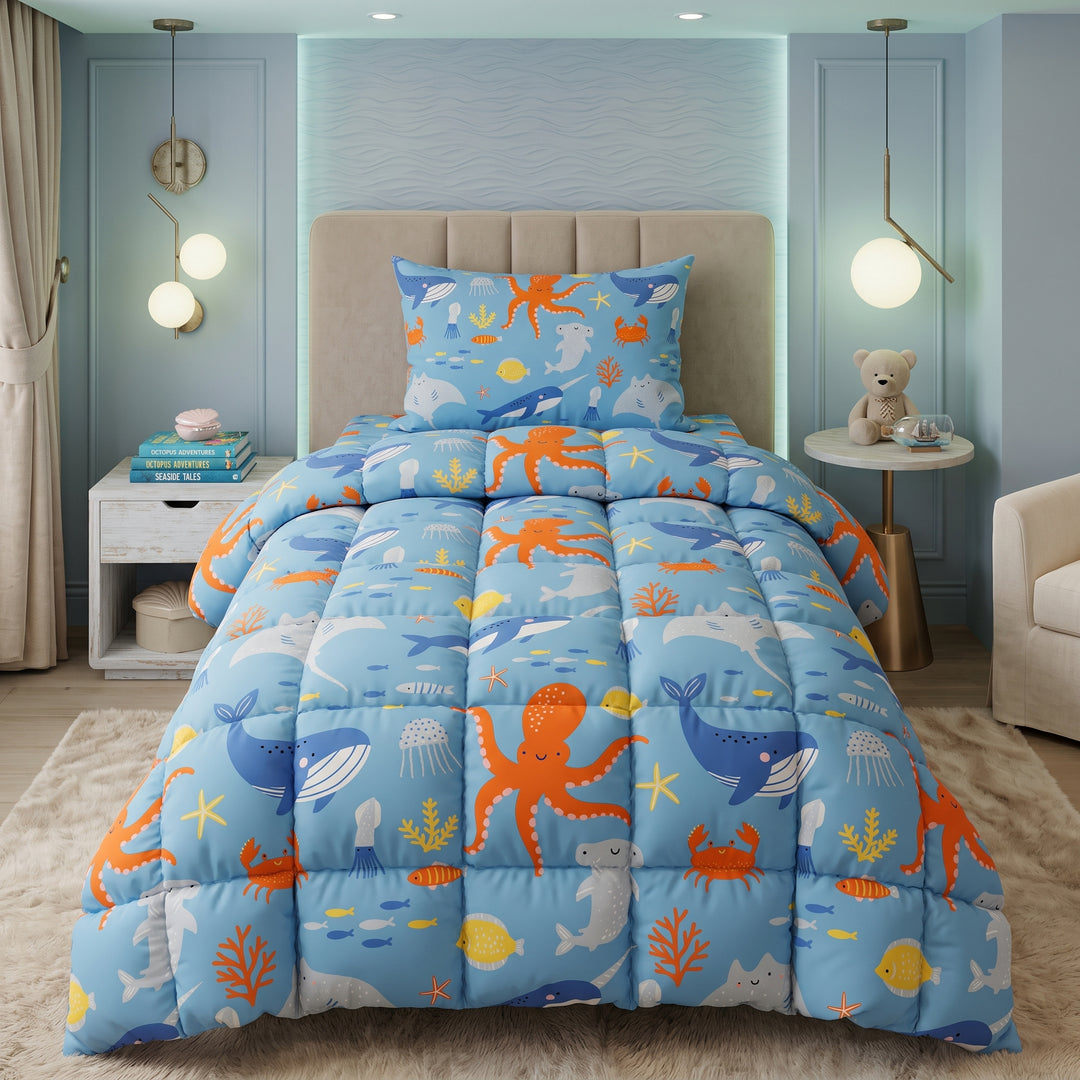 SEA FISH  KIDS Comforter Set- 3 Pcs