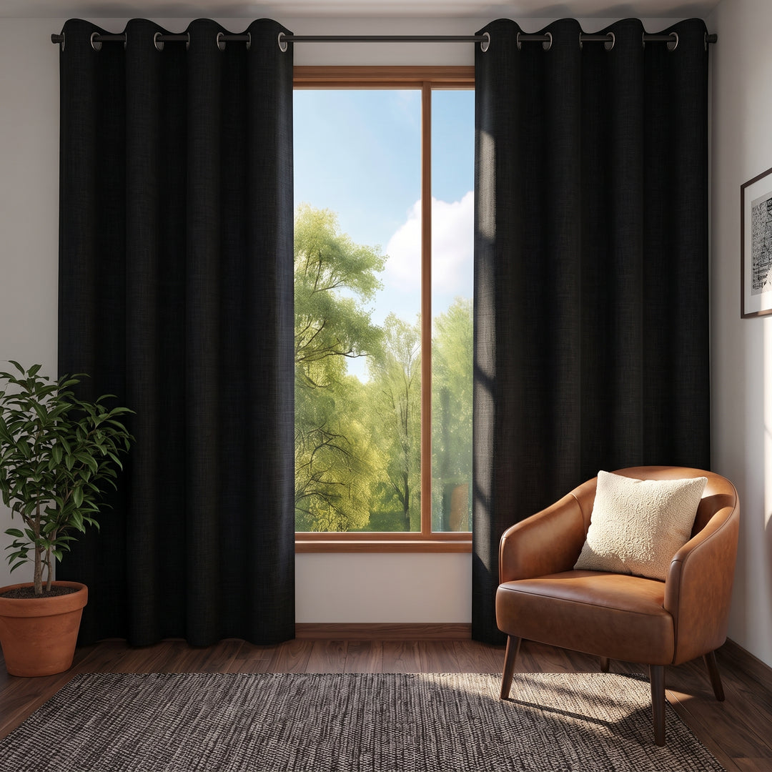 BLACK DYED WINDOW CURTAINS