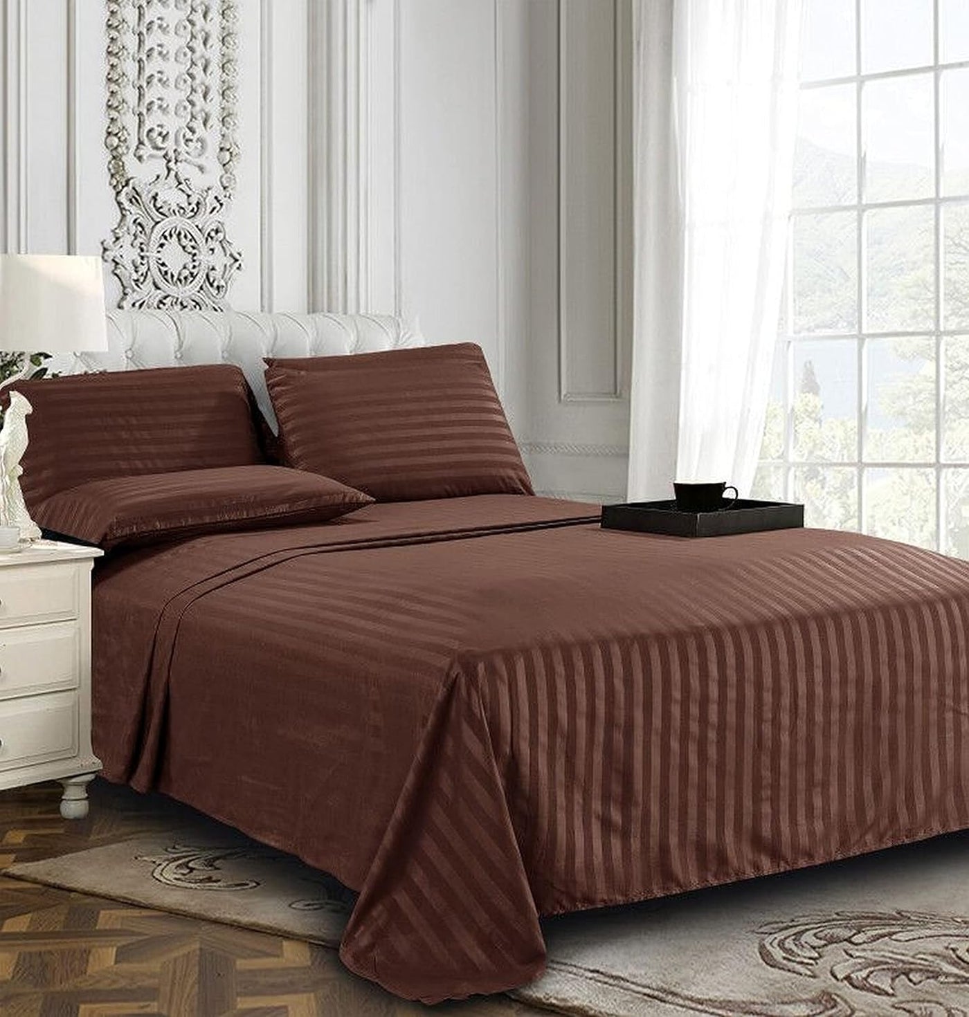 CHOCO BROWN BEDSHEET SET - 5 PCS (SATIN)