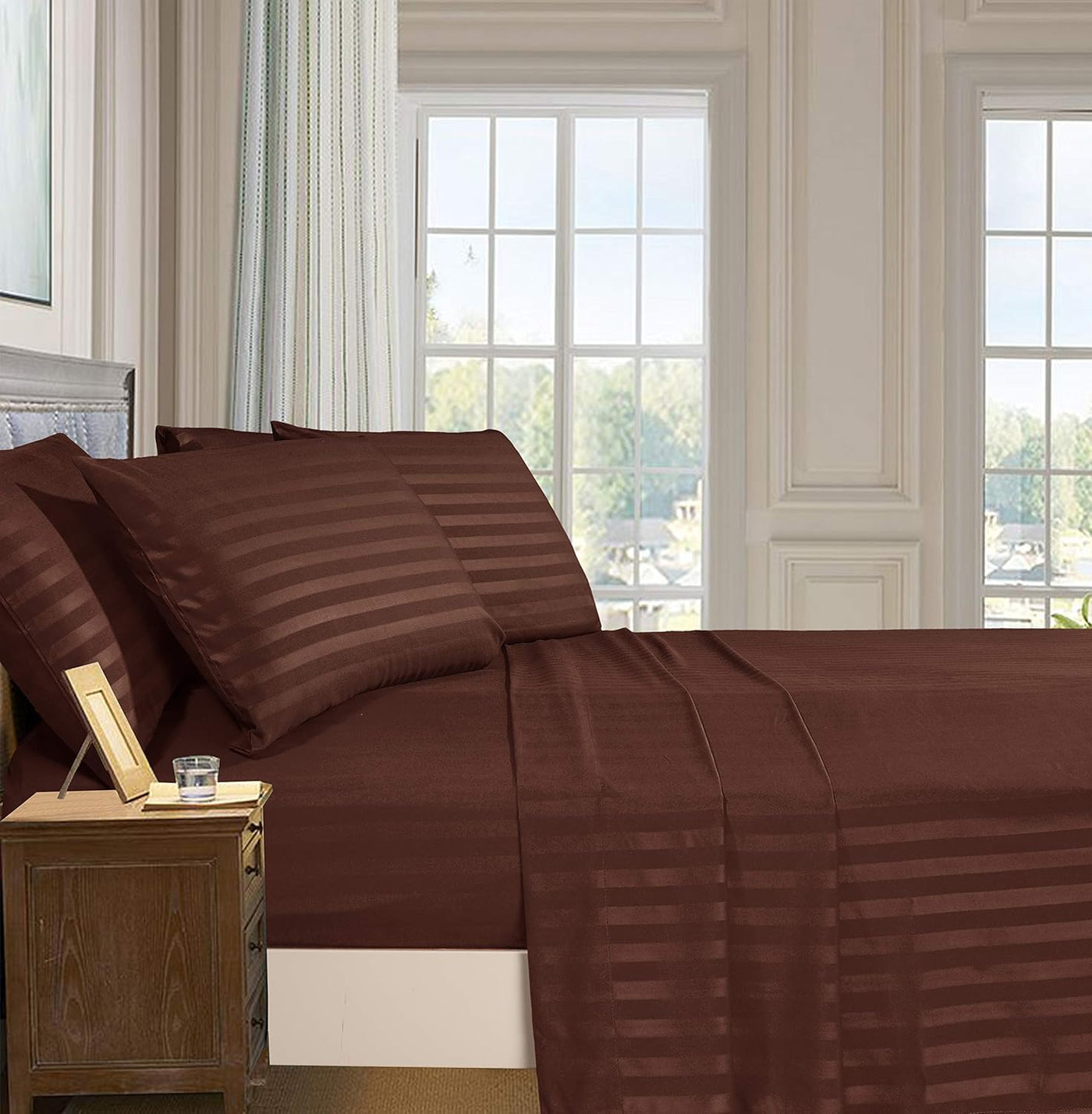 CHOCO BROWN BEDSHEET SET - 5 PCS (SATIN)