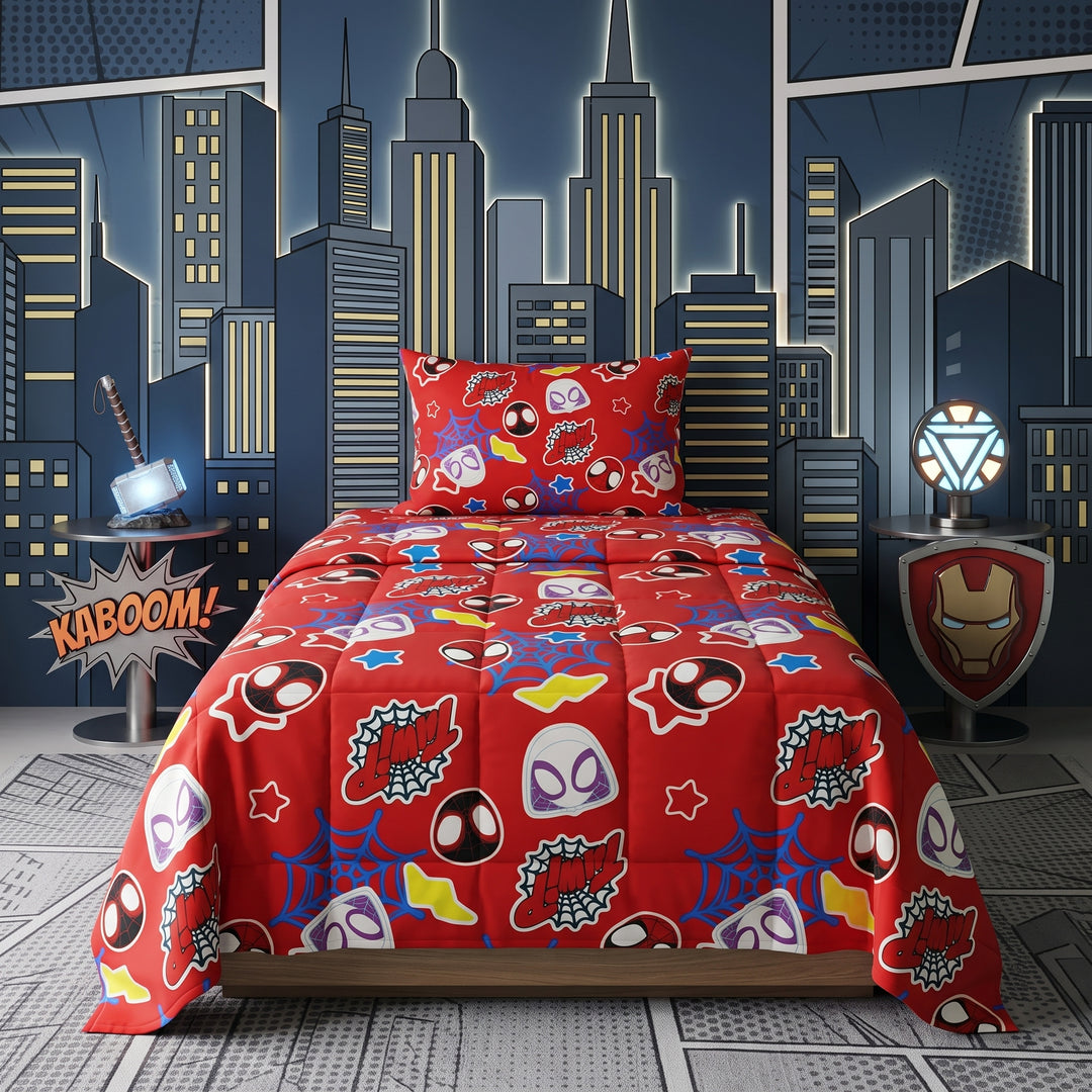 SPIDY RED KIDS Comforter Set- 3 Pcs