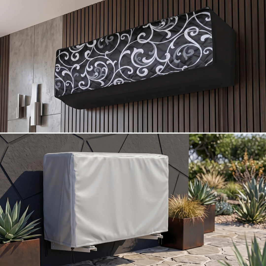 Black Printed Quilted AC Cover