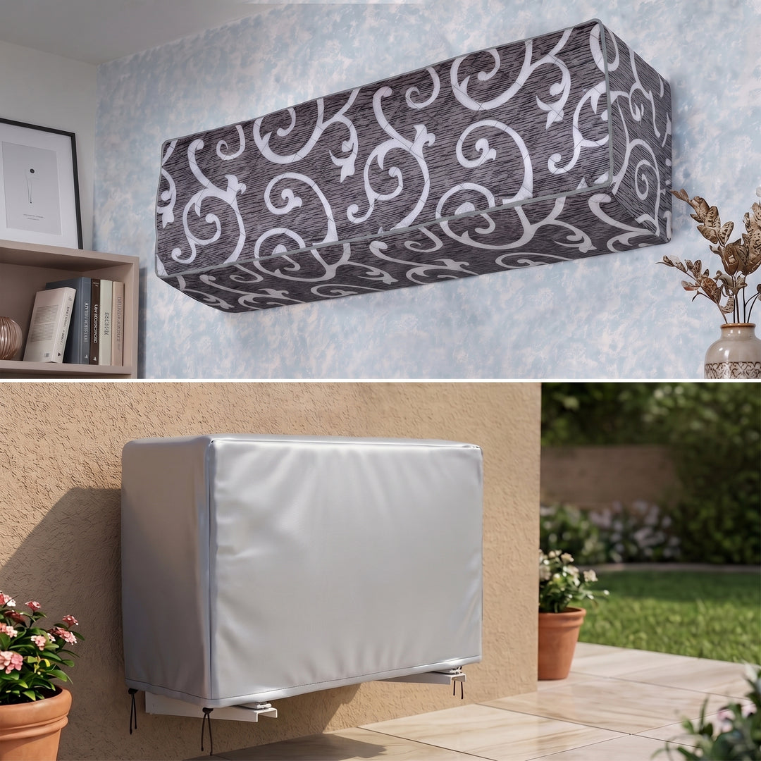 Ash Grey Printed Quilted AC Cover