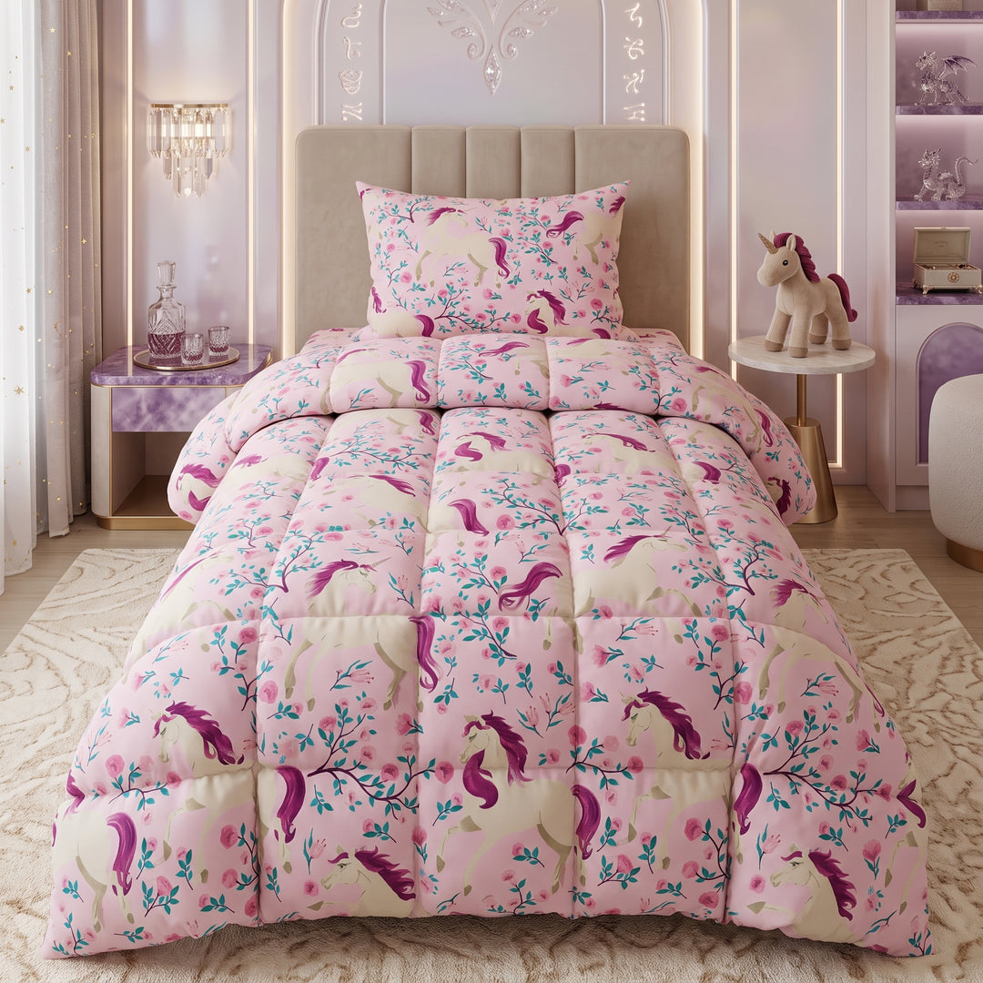 PURPLE UNICORN -KIDS Comforter Set- 3 Pcs