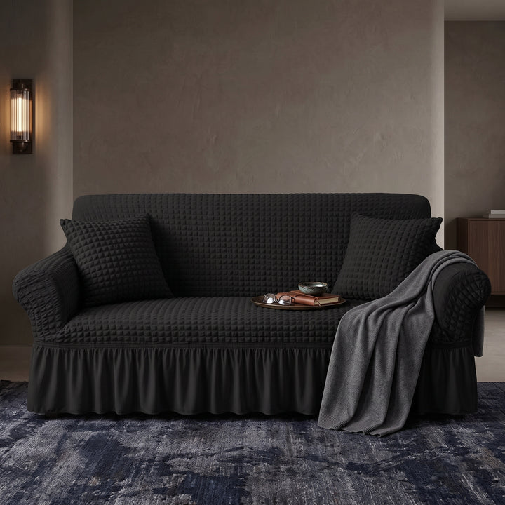 BLACK FITTED BUBBLE SOFA COVER