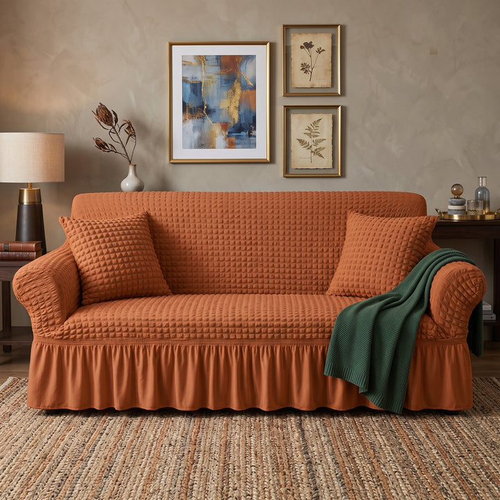 Copper BROWN FITTED BUBBLE SOFA COVER