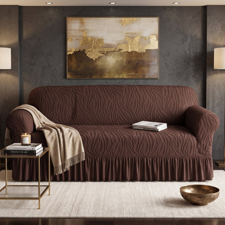 Zebra Velvet Dark Brown Sofa Cover