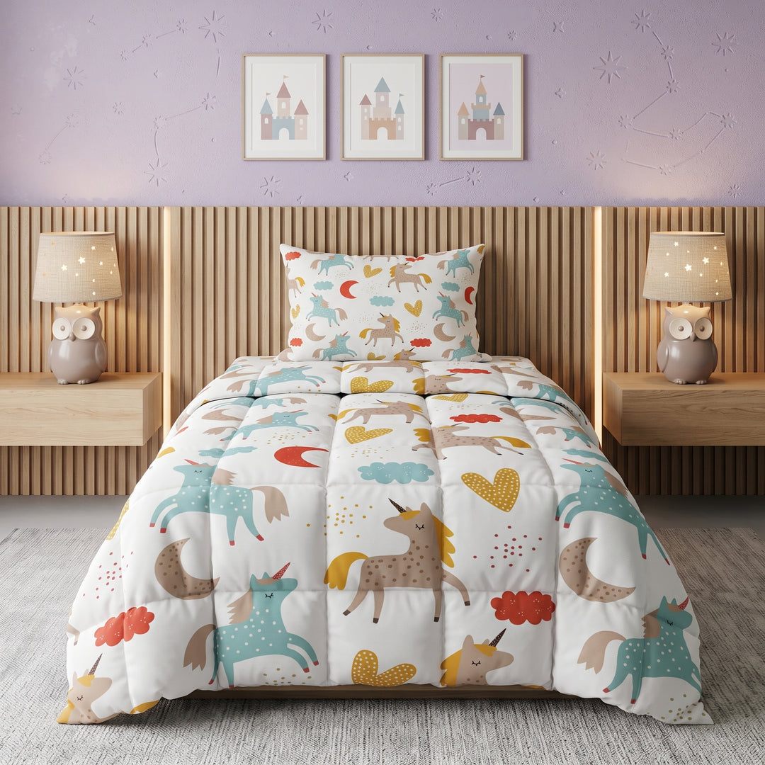 UNICONE WHITE KIDS Comforter Set- 3 Pcs