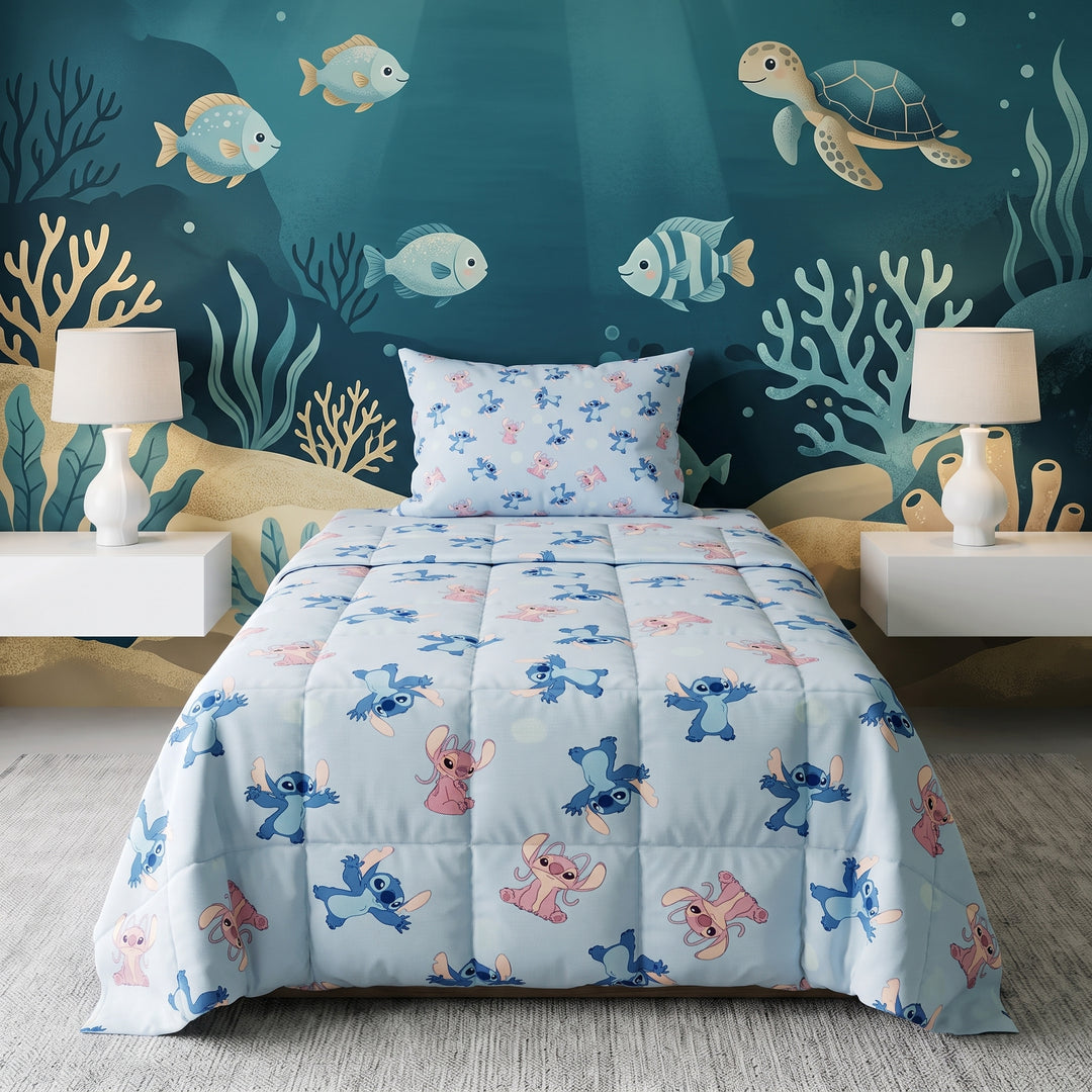STITCH BLUE KIDS Comforter Set- 3 Pcs