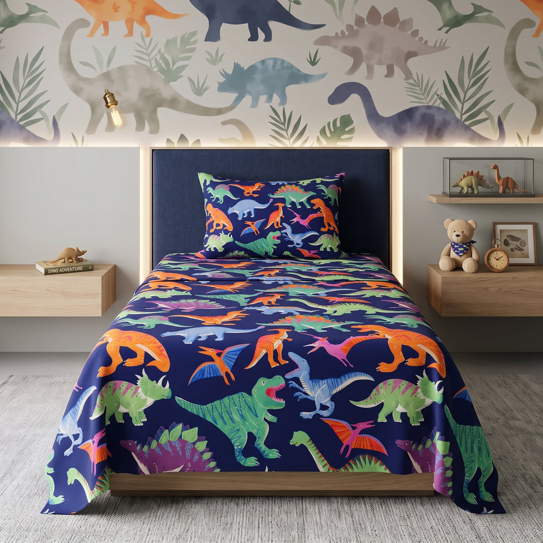 BLUE DINO- Kids BEDSHEET SET