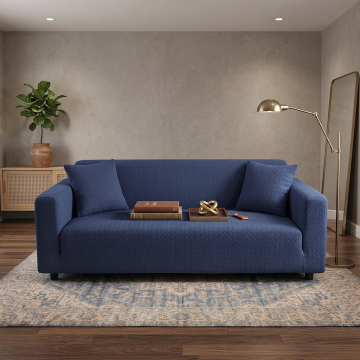 N.BLUE STRIPE JACQUARD SOFA COVER