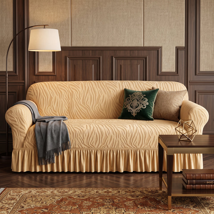 Zebra Velvet Skin Golden Sofa Cover