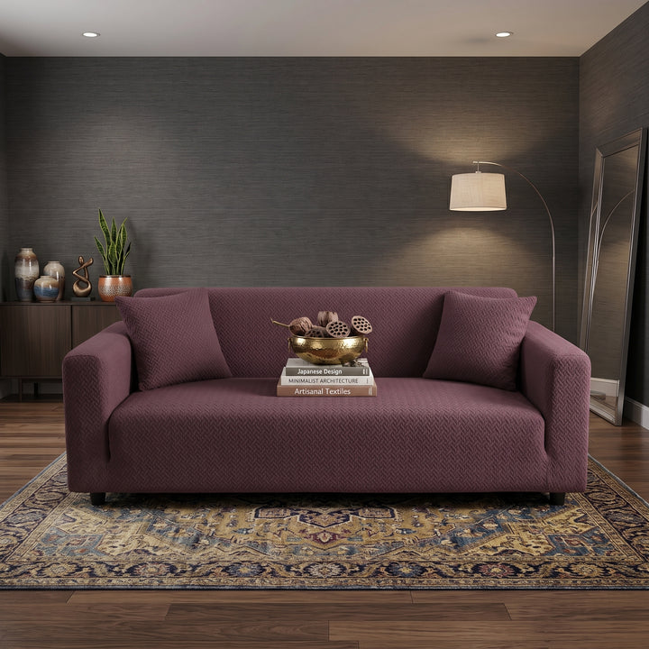 D.BROWN STRIPE JACQUARD SOFA COVER