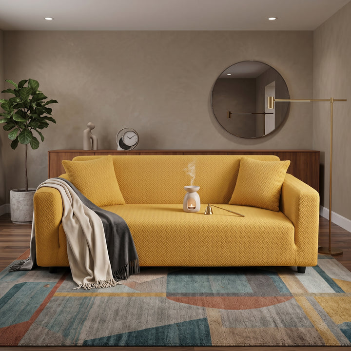 YELLOW STRIPE JACQUARD SOFA COVER