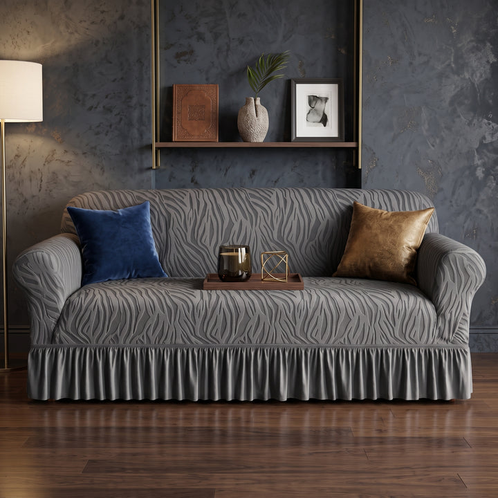 Zebra Velvet Grey Sofa Cover