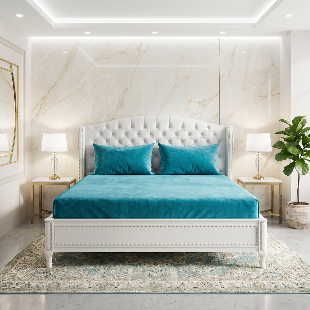 ZINC DYED VELVET fitted bedsheet - (premium)