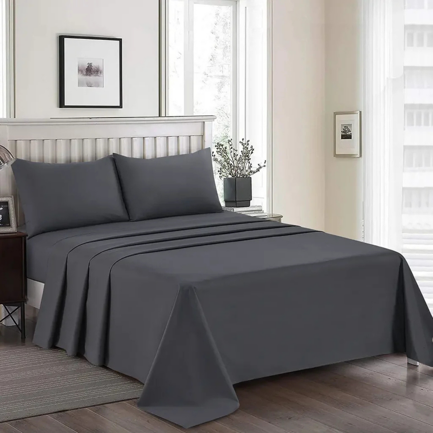 GREY BEDSHEET SET - 3 PCS (PREMIUM)