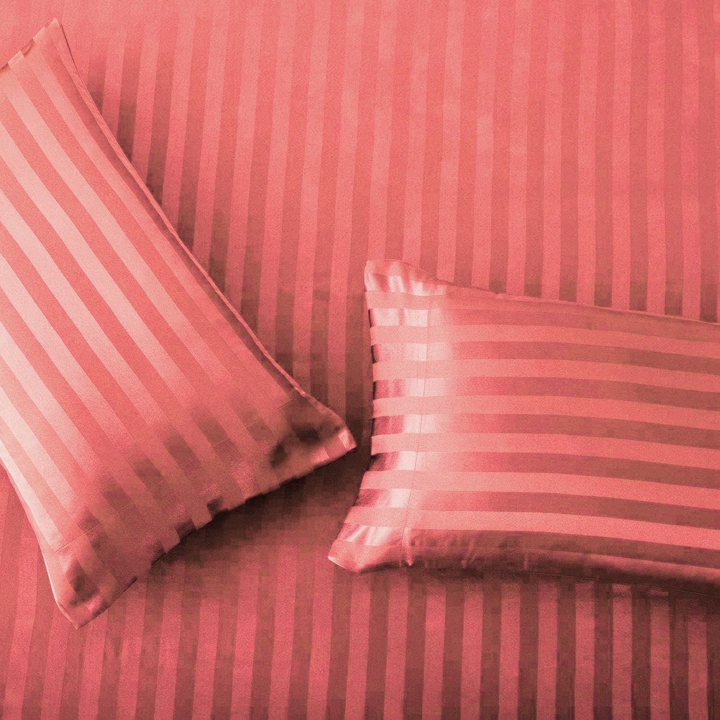 HOT PINK STRIPE SATIN FITTED SHEET - (PREMIUM)