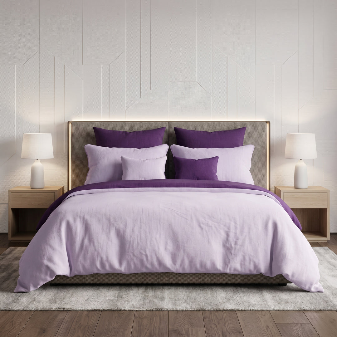 L.PURPLE/D.PURPLE LUXURY DUVET COVERS SET- 8 PCS