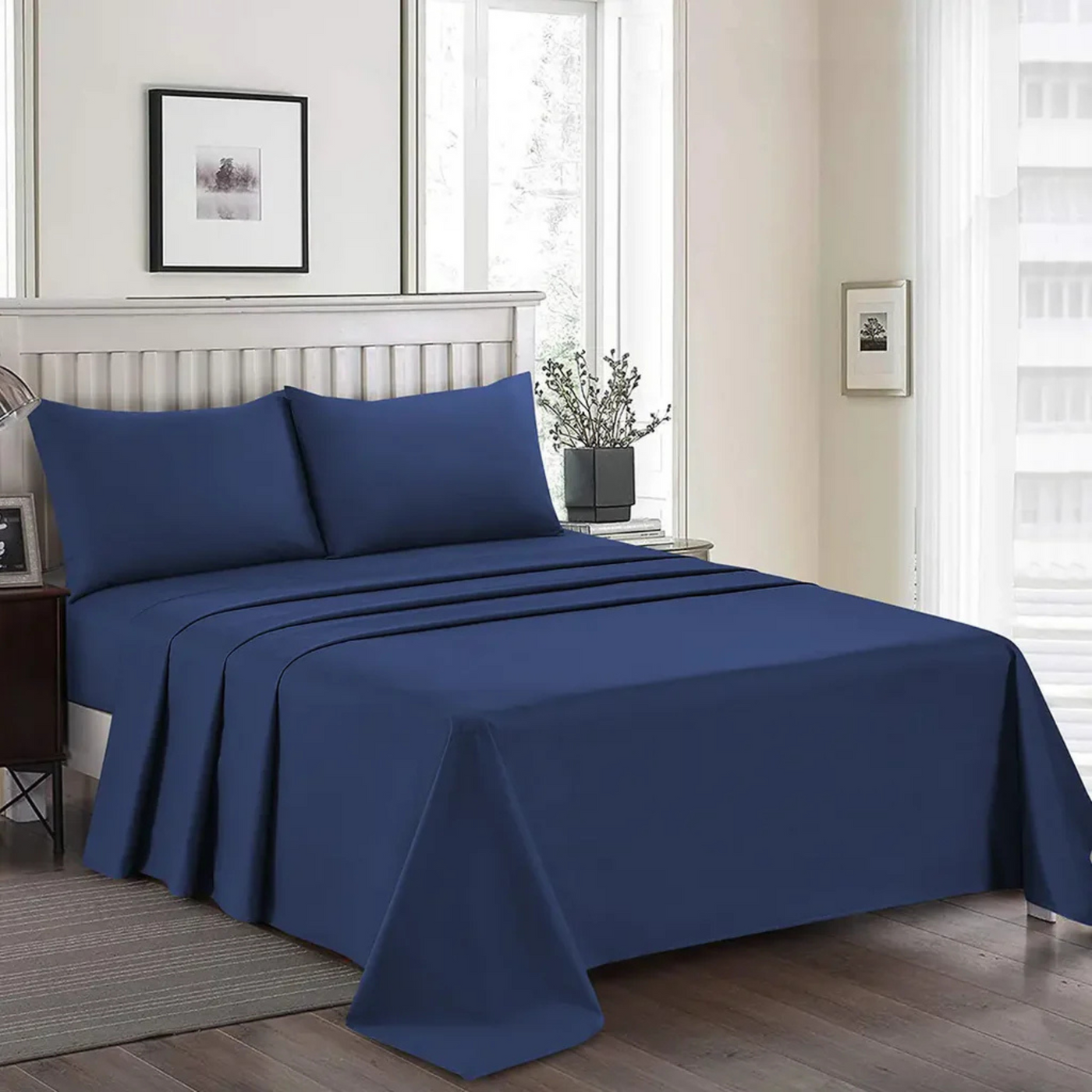 NAVY LUXURY DYED BEDSHEET SET- 5 PCS