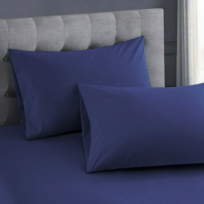 NAVY LUXURY DYED BEDSHEET SET- 5 PCS