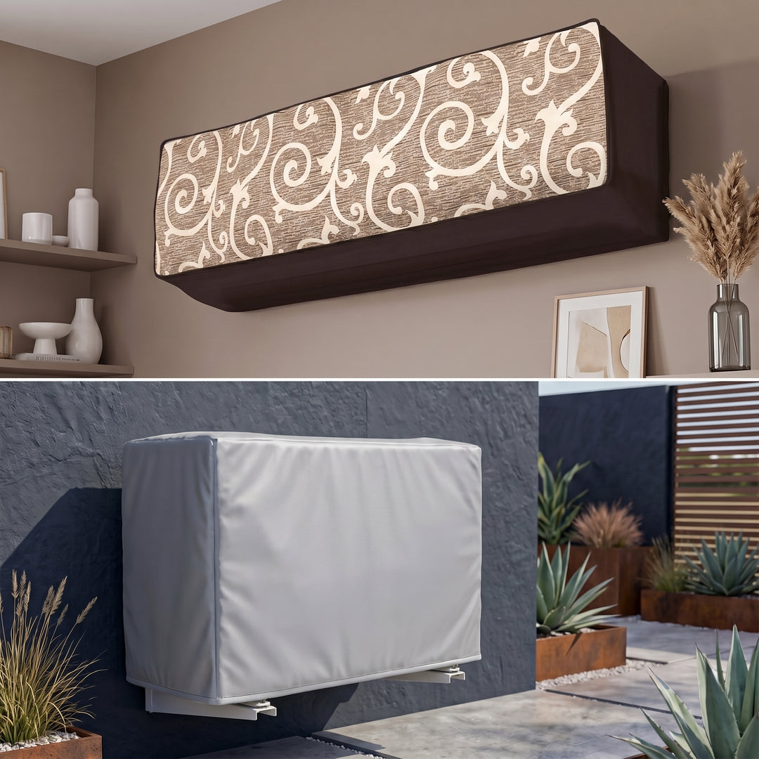 Brown Printed Quilted AC Cover