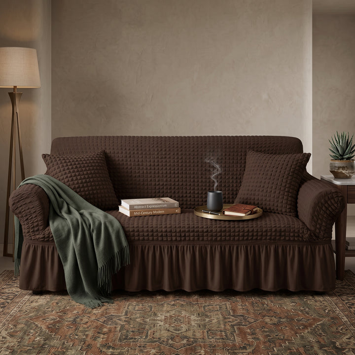 D.BROWN FITTED BUBBLE SOFA COVER