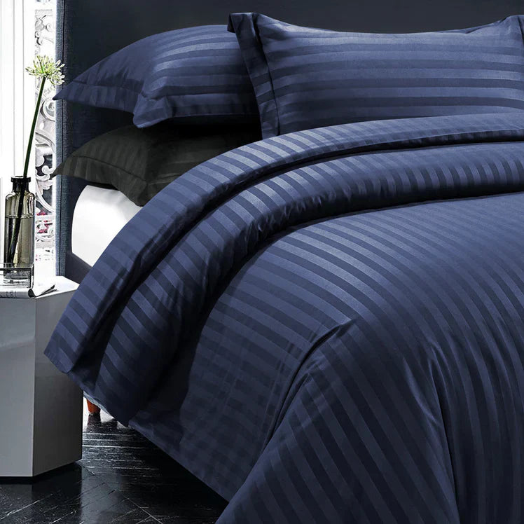 NAVY BEDSHEET SET - 5 PCS (SATIN)