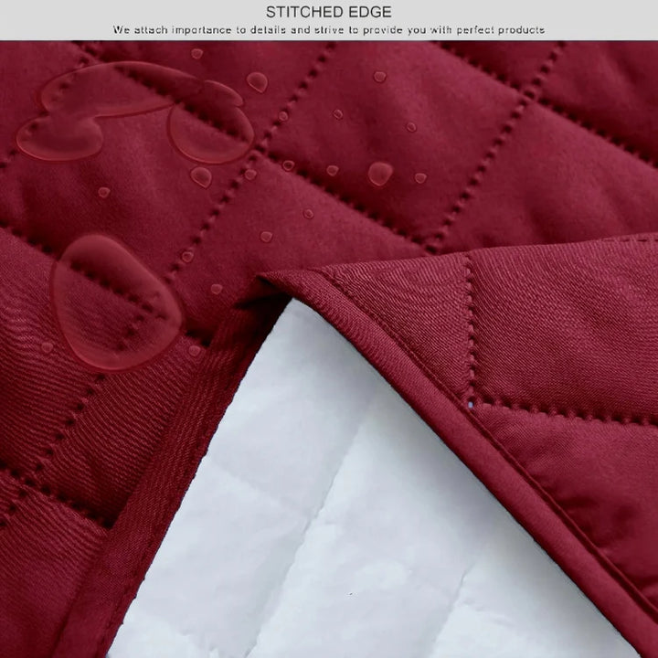 MAROON WATERPROOF QUILTED SOFA COVER
