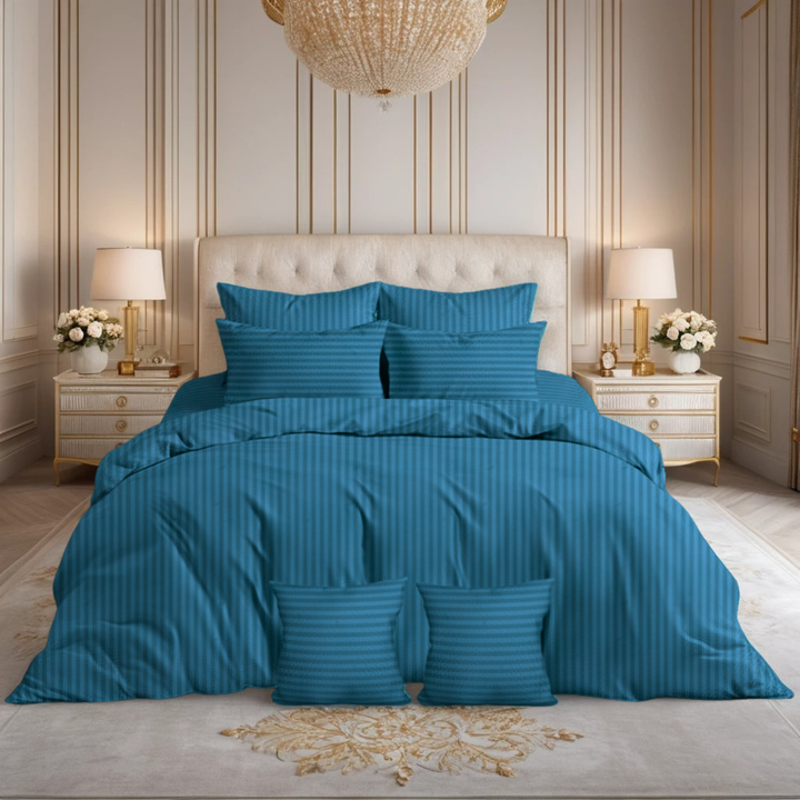 ZINC SATIN STRIPE DUVET COVERS SET 8 PCS