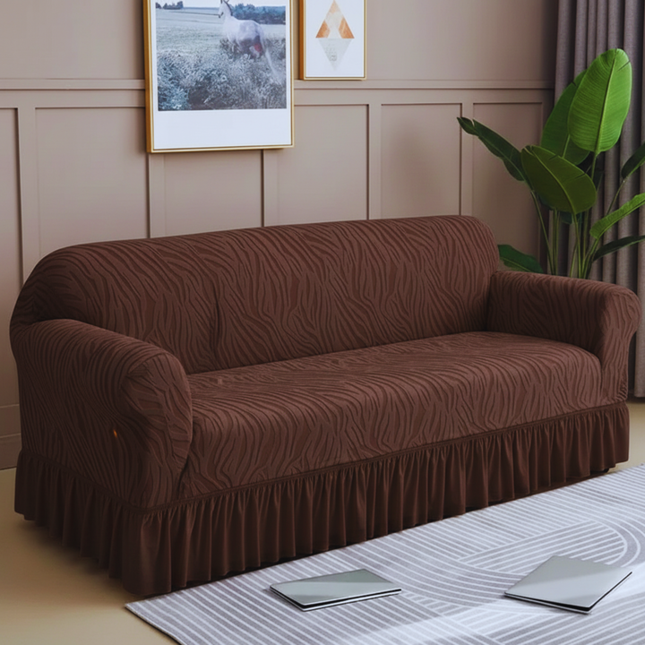 Zebra Velvet Dark Brown Sofa Cover