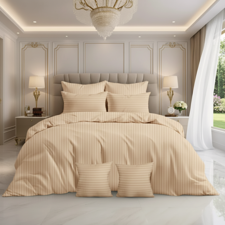 SKIN SATIN STRIPE DUVET COVERS SET 8 PCS