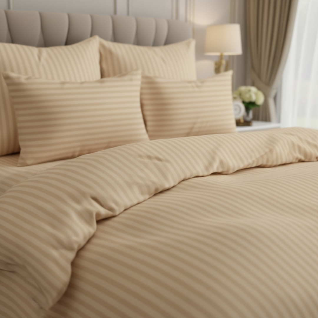 SKIN SATIN STRIPE DUVET COVERS SET 8 PCS