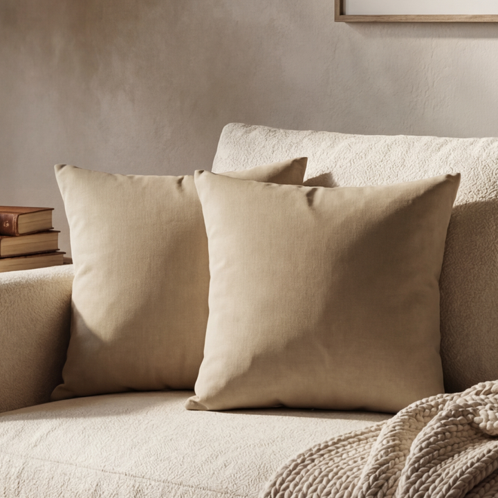 BEIGE DYED CUSHION COVER (PACK OF 2)