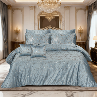 L.GREY VELVET DUVET COVERS SET 8 PCS