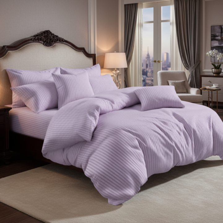 L.PURPLE STRIPE  RAZAI SET - 8 PCS