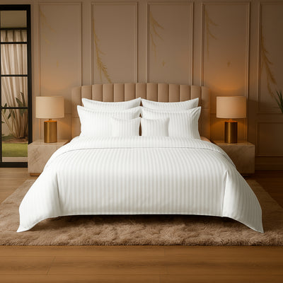IVORY stripe SUMMER COMFORTER SET- 8 PCS