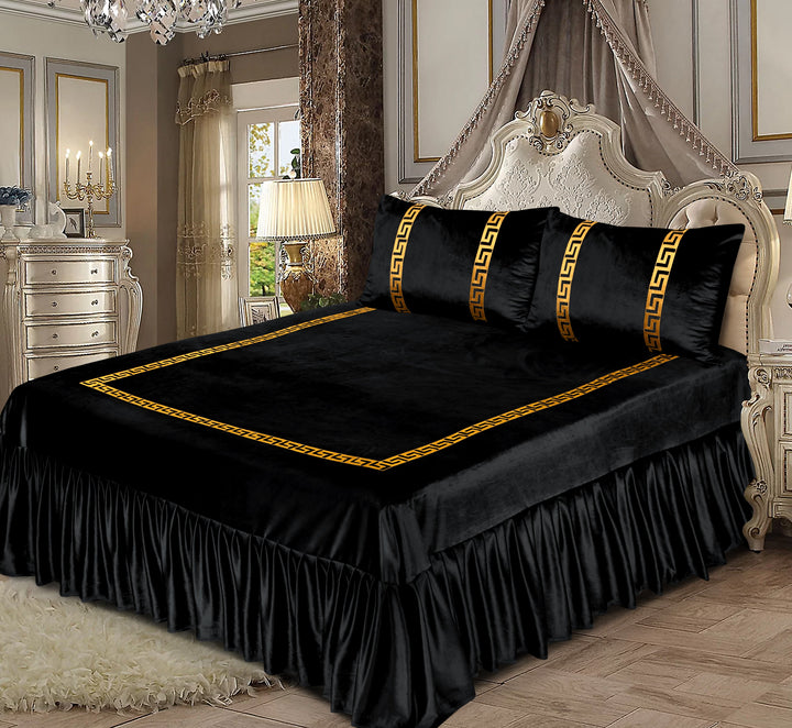 BLACK VELVET BEDSHEET SET - 3 PCS