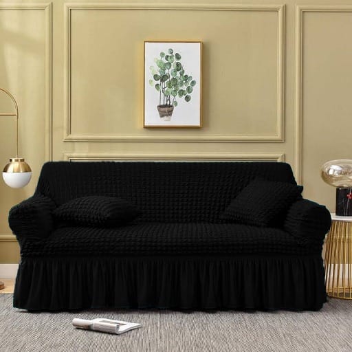 BLACK FITTED BUBBLE SOFA COVER