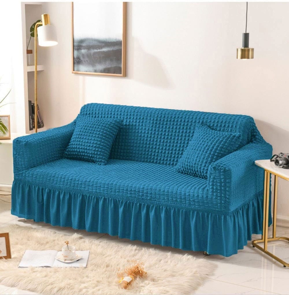 BLUE FITTED BUBBLE SOFA COVER