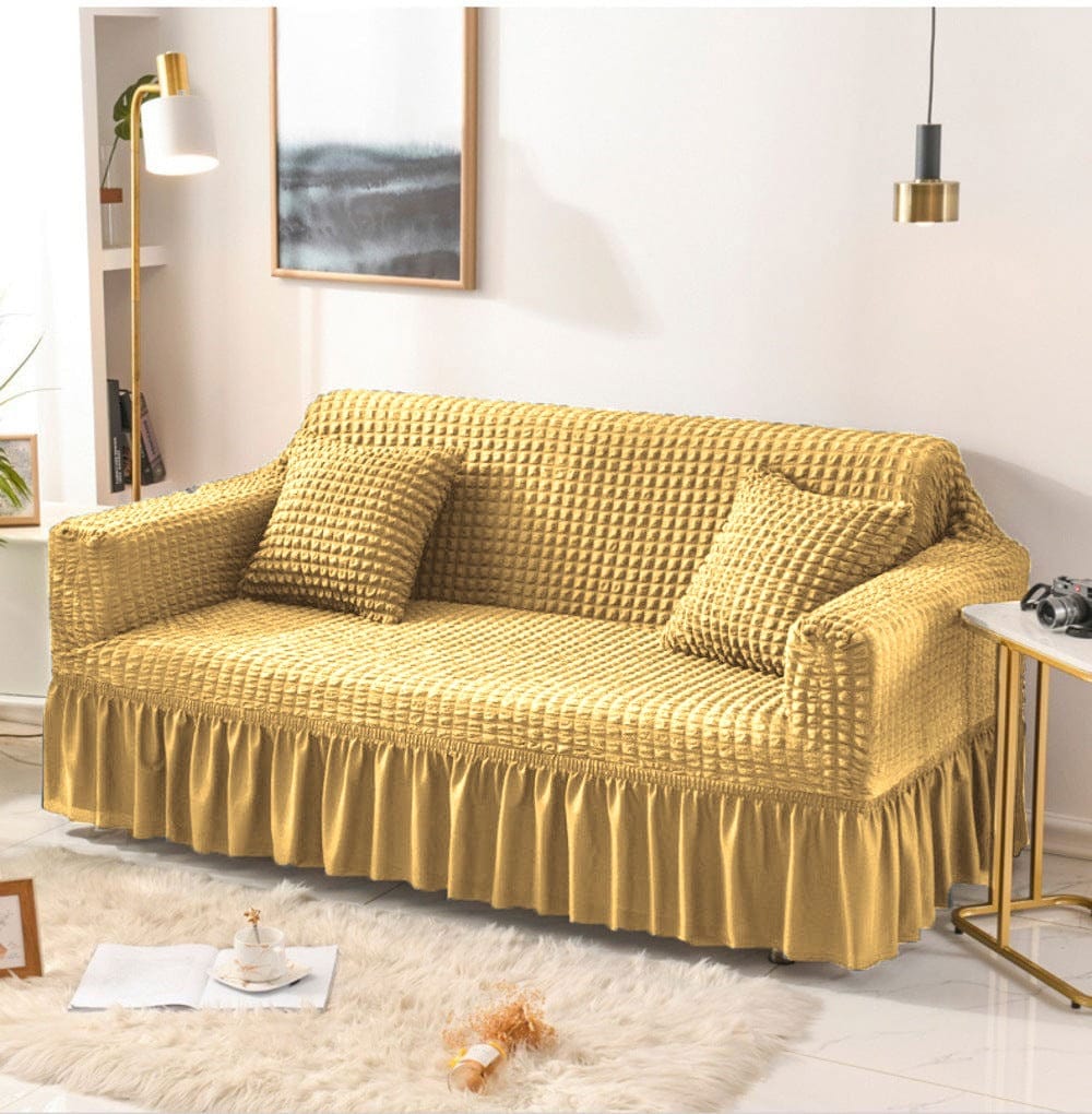 BEIGE FITTED BUBBLE SOFA COVER
