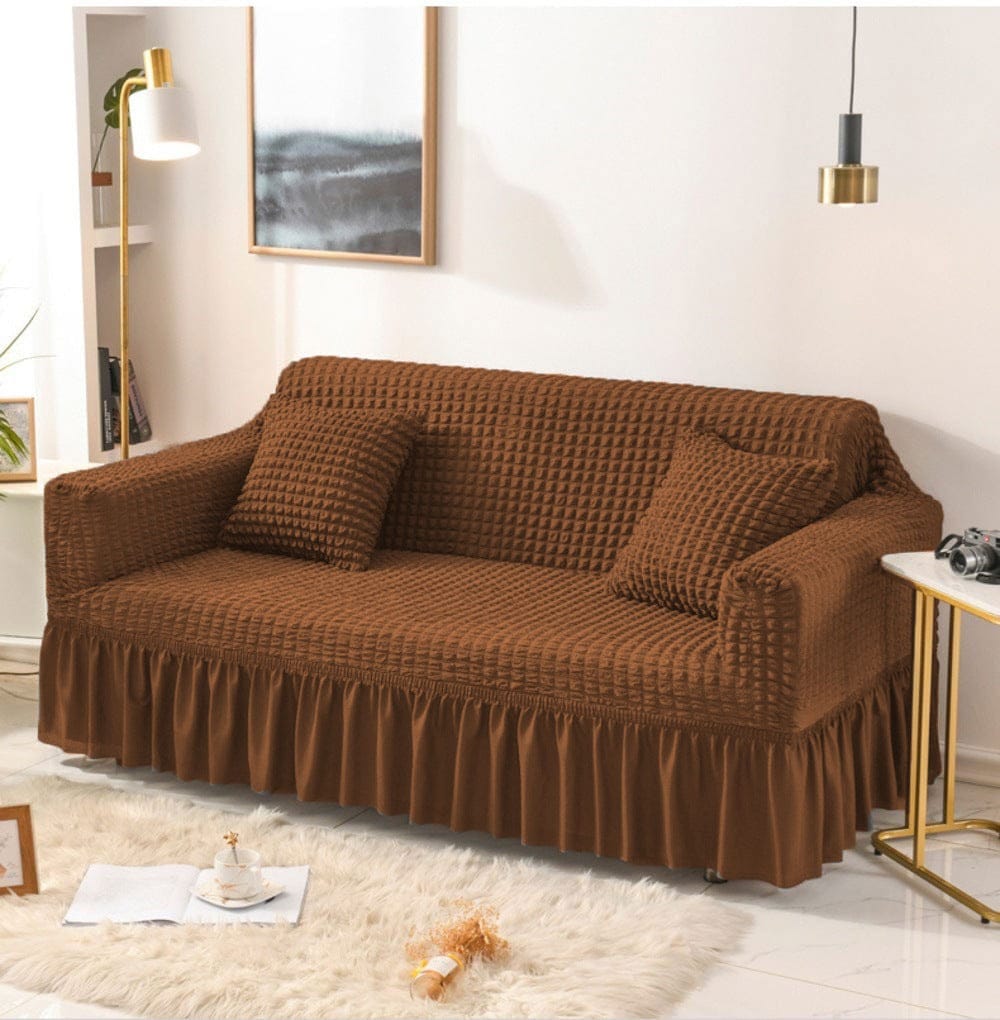 L.BROWN FITTED BUBBLE SOFA COVER