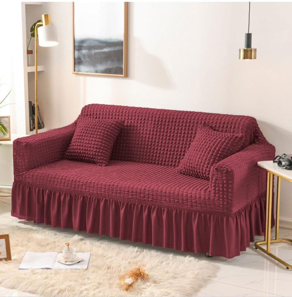 RED FITTED BUBBLE SOFA COVER