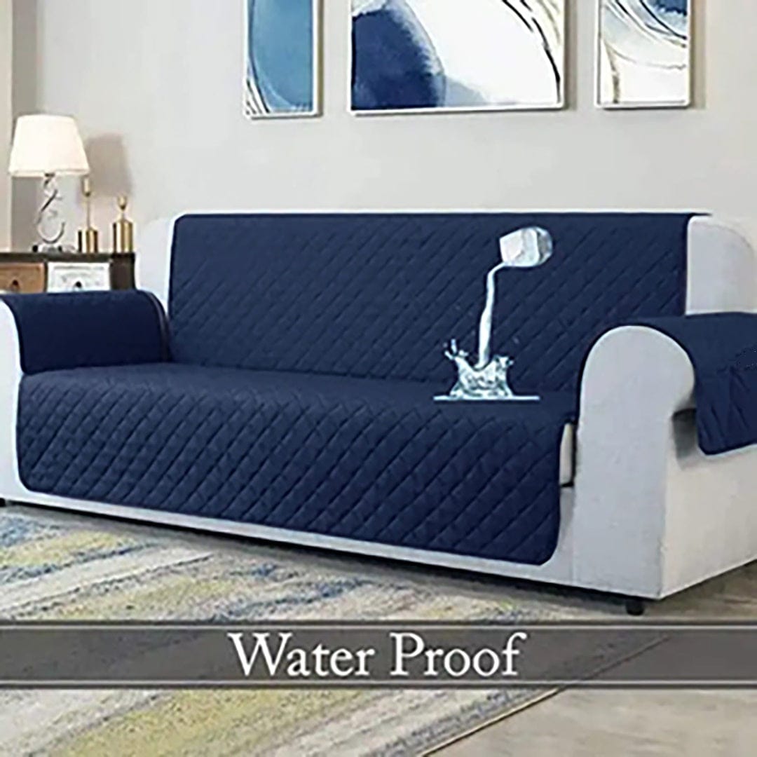 NAVY WATERPROOF QUILTED SOFA COVER