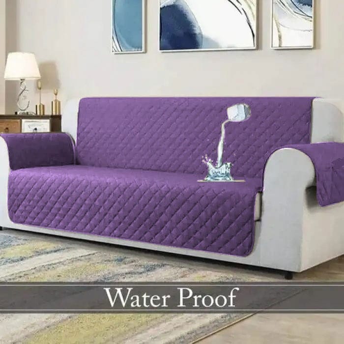 PURPLE WATERPROOF QUILTED SOFA COVER