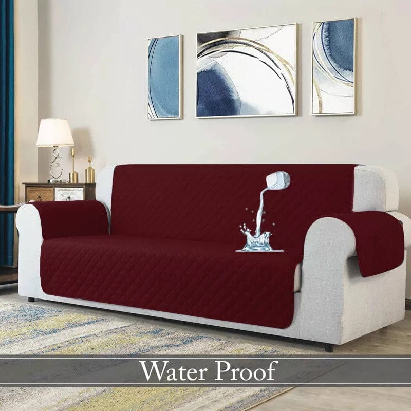 MAROON WATERPROOF QUILTED SOFA COVER