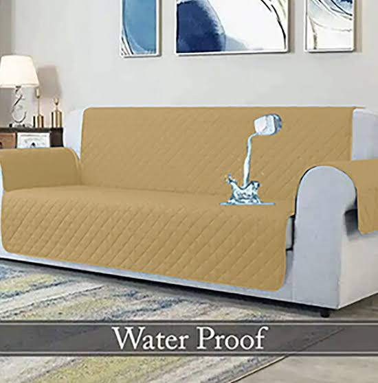 BEIGE WATERPROOF QUILTED SOFA COVER