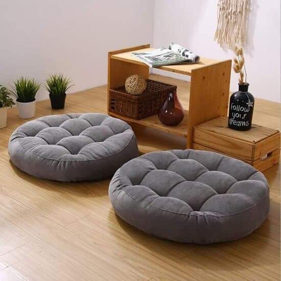 GREY FLOOR CUSHION - 2 PCS